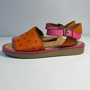Gudrun Sjoden Leather Open Toe Ankle Strap Sandals Orange Pink Size EU 41 US 9.5